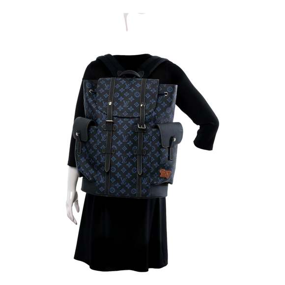 Louis Vuitton Blue Monogram LV Record Christopher MM - Picture 3 of 12